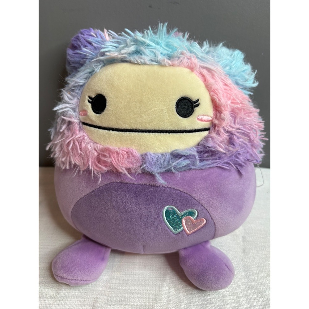 Squishmallows Eden the Bigfoot Purple Pastel Fuzzy Plush with Glitter Hearts